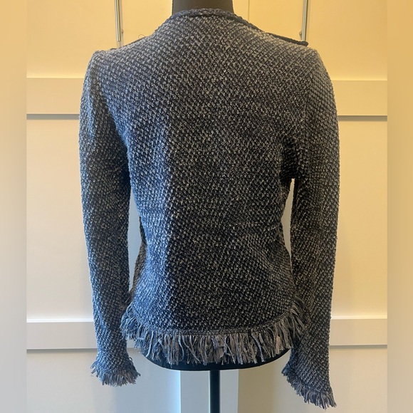 Chelsea & Theodore Fringe Trim Open Front Cardigan Sweater Size M - Picture 3 of 8